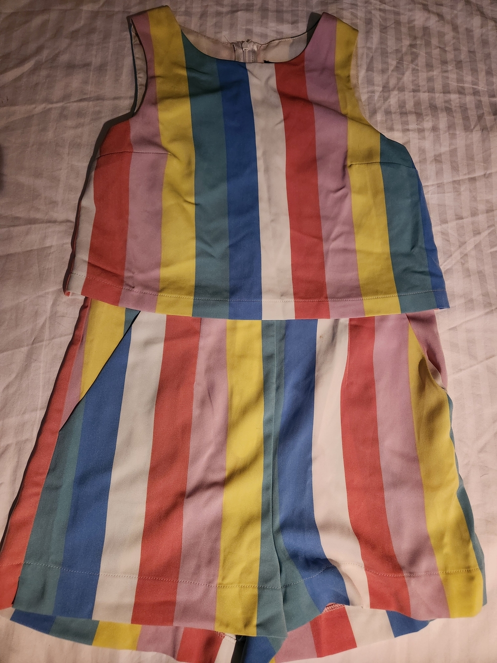 Topshop Multicolor Striped Crop Top & High Waist Shorts Set